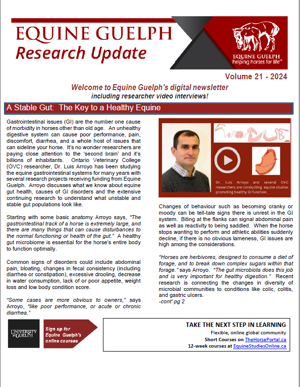 (link) Equine Guelph Research Update - Annual 2024 Volume 21